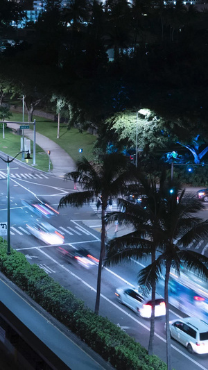 夏威夷檀香山街头车流人流延时摄影过渡镜头24秒视频