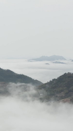 航拍云雾环绕的大山合集山水画71秒视频