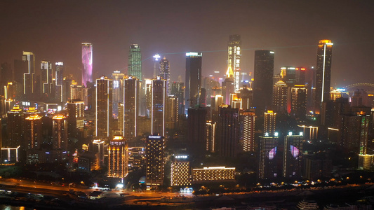 重庆城市夜景航拍延时视频