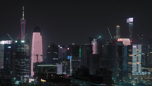 4k广州琶洲夜景长焦航拍35秒视频