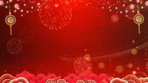 舞台晚会新年喜庆福字灯笼红色粒子背景34秒视频