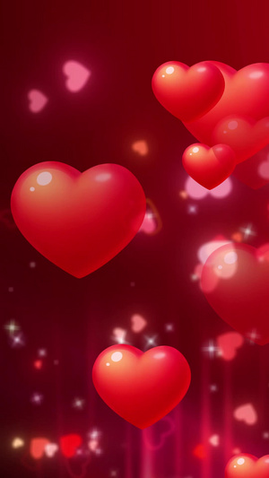 红色爱心粒子背景视频感恩节40秒视频