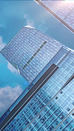 都市CBD商务楼高楼大厦延时素材蓝天白云18秒视频