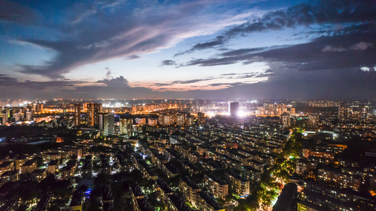 8K航拍城市夜景云层翻滚视频