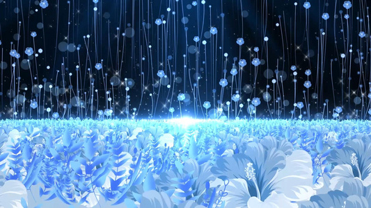 唯美梦幻蓝色花海动态粒子拖尾光效视频素材视频