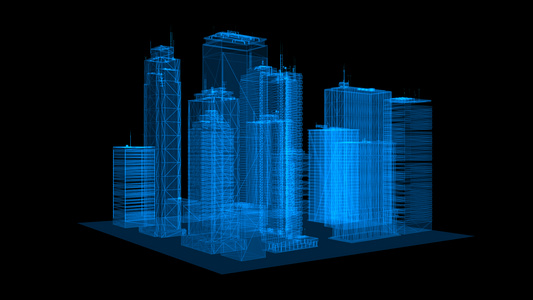 蓝色科技旋转城市视频