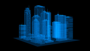 蓝色科技旋转城市20秒视频