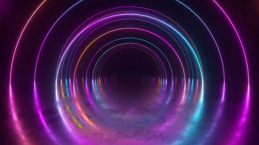 圆隧道穿梭霓虹灯舞台背景视频