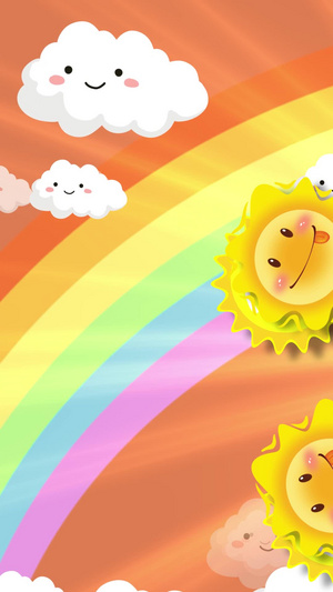 可爱动态卡通太阳旋转彩虹背景视频小朋友30秒视频