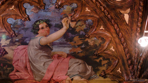 意大利文艺复兴时期别墅华丽房间的壁画30秒视频
