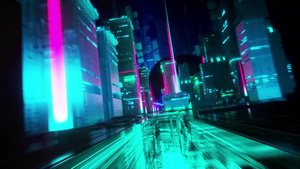 3d赛博空间城市穿梭视频10秒视频