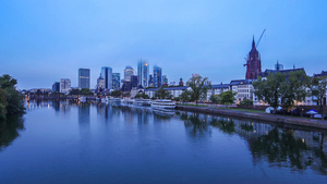欧洲德国著名城市法兰克福商务金融区清晨延时视频26秒视频