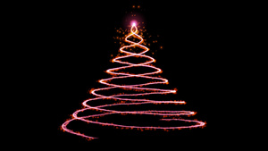 由发光颗粒旋转组成的彩色圣诞树20秒视频