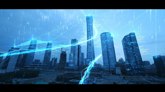 震撼科技光线城市视频