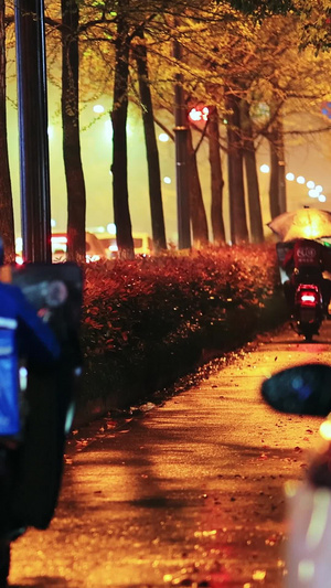 雨夜好看的街道送外卖的小哥外卖员33秒视频