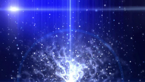 蓝色闪亮的星星粒子发光背景180秒视频