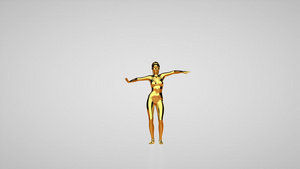 金色的瘦金色女人在做腹部舞白色工作室时体重变胖26秒视频