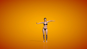 做腹部舞、无缝环环、橙色工作室时体重变胖的瘦女人26秒视频