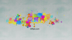 炫彩斑斓的油漆颜料中彩色蝴蝶揭示logo模板11秒视频