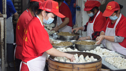 城市日常生活早餐店烧麦食品【该视频无肖像权，请勿商用】[著作权法]视频