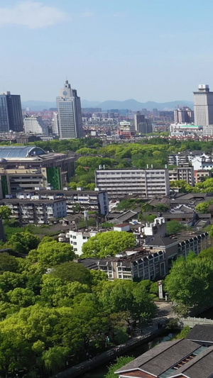 俯拍5A景点宁波月湖全景视频城市旅游54秒视频