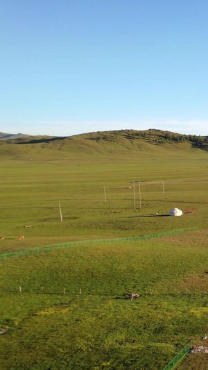 航拍新疆阿勒泰地区那仁草原公路毡房风光视频旅游目的地60秒视频