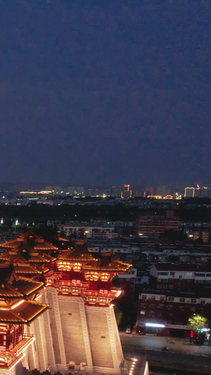 航拍洛阳地标建筑应天门夜景视频风景名胜44秒视频