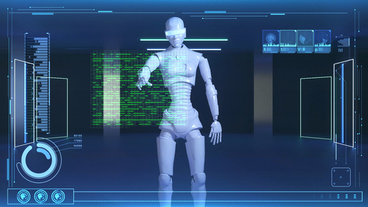 3d人工智能机器人交互动画视频