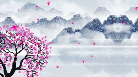中国风水墨画多变浮云背景视频视频