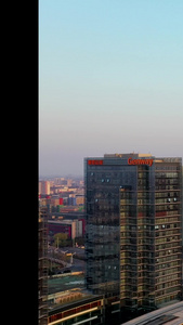 航拍城市上空建筑群写字楼视频