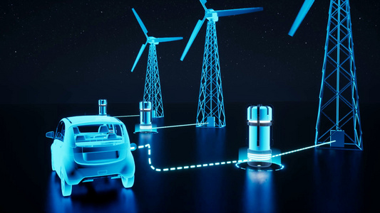 3d风力发电新能源汽车充电原理视频视频