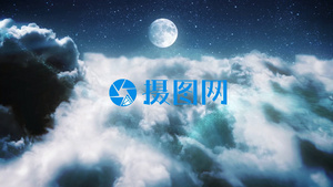 蓝色云层月亮LOGO展示会声会影x9模板18秒视频
