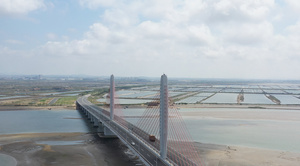 山东威海香水河大桥航拍4K视频112秒视频