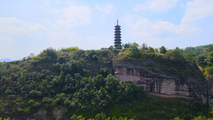 4A风景区方岩风景区圆梦塔航拍合集4K96秒视频