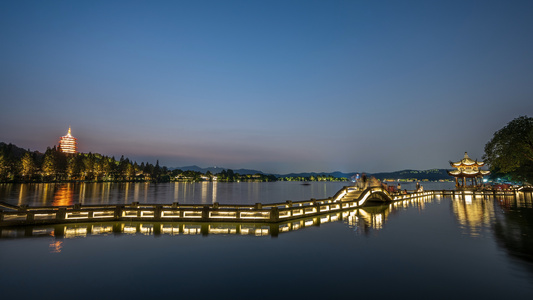 8K西湖夜景延时视频