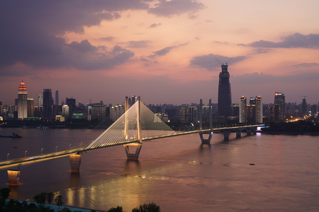 武汉长江二桥延时摄影日转夜视频