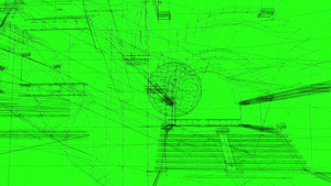 绿幕科技3d工业建筑的电线框架模型18秒视频