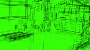 3d工业建筑的电线框架模型17秒视频