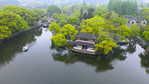 宁波月湖地标望湖阁航拍环绕合集4K79秒视频