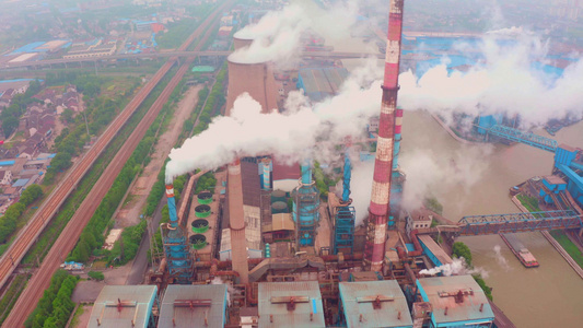 4K航拍工业污染钢铁厂视频