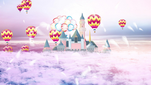 唯美动态云端城堡4K背景视频视频
