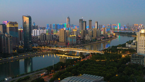 4K武汉城市建筑群夜景江汉桥航拍实拍视频20秒视频