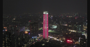 4k广发证券大楼夜景航拍45秒视频