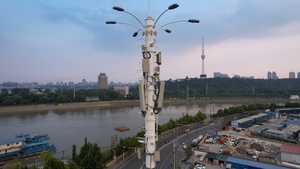 航拍城市电信移动基站信号塔5g信号接收设备科技数码4k素材56秒视频