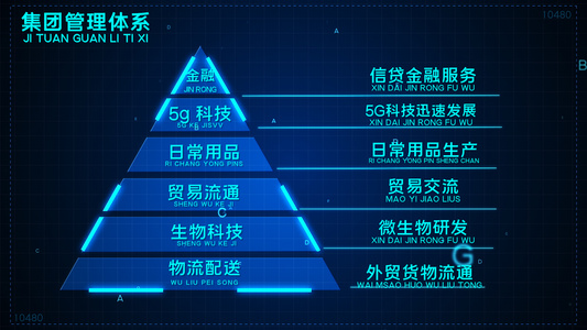 科技蓝色金字塔架构数据信息展示PR模板视频