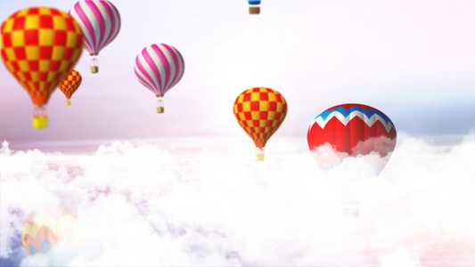 卡通热气球升空背景视频视频