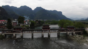 4K航拍侗族村落风雨桥17秒视频