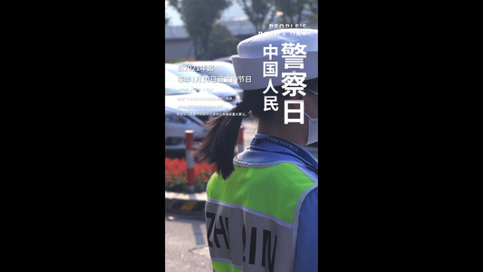 简洁大气人民警察节竖版海报AE模板视频