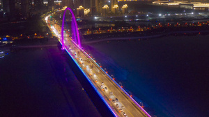 彩虹桥夜景交通4K航拍110秒视频