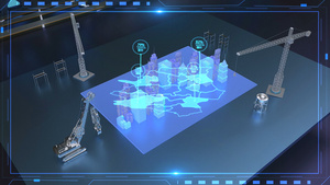 3d城市建设机械动画17秒视频